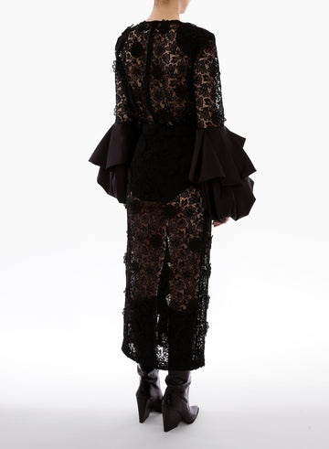 DIANE SKIRT LINED BLACK LACE