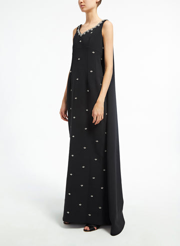 MARGHERITA GOWN BLACK CREPE