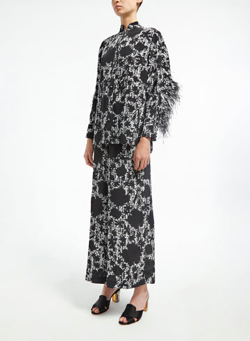 SAWYER TROUSERS WHITE/BLACK CREPE DE CHINE