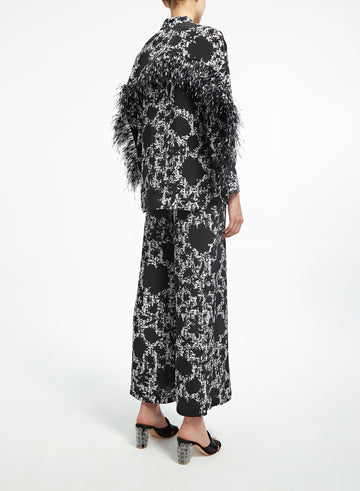 SAWYER TROUSERS WHITE/BLACK CREPE DE CHINE