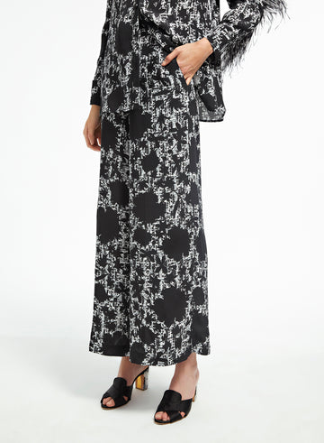 SAWYER TROUSERS WHITE/BLACK CREPE DE CHINE