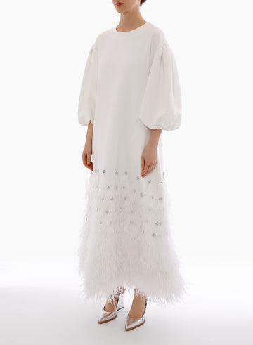 TILDA DRESS WHITE EMBELLISHED CREPE