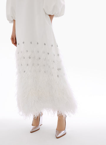 TILDA DRESS WHITE EMBELLISHED CREPE