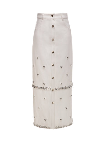 LEVI SKIRT WHITE EMBELLISHED DENIM