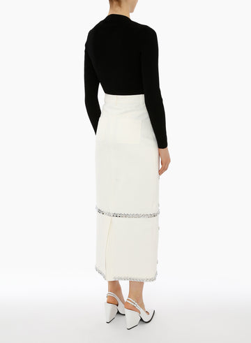 LEVI SKIRT WHITE EMBELLISHED DENIM