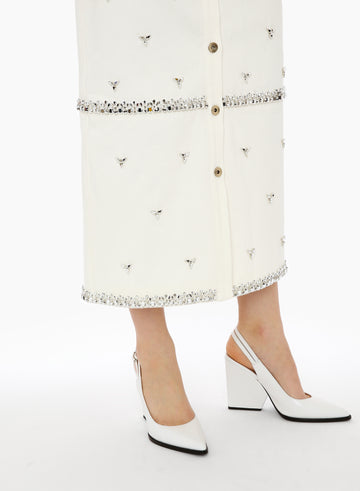 LEVI SKIRT WHITE EMBELLISHED DENIM