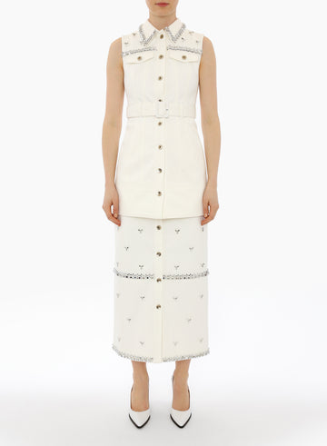 LEVI SKIRT WHITE EMBELLISHED DENIM