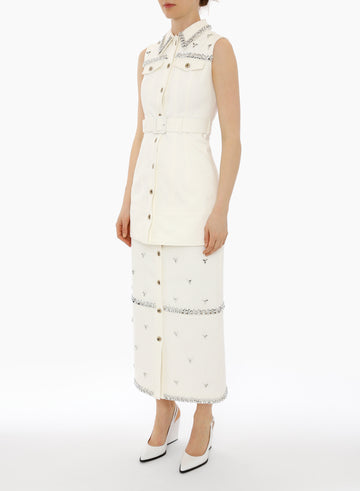 LEVI SKIRT WHITE EMBELLISHED DENIM