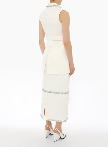 LEVI SKIRT WHITE EMBELLISHED DENIM