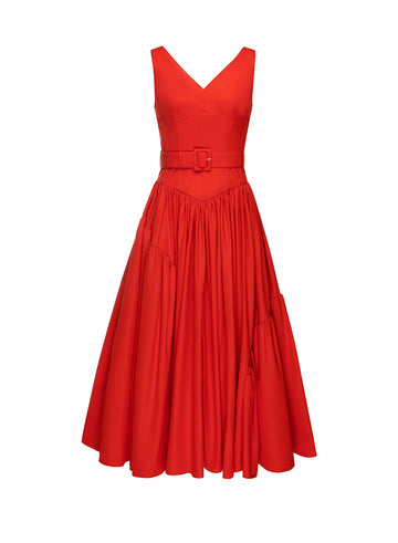 FREDERIKKE DRESS POPPY RED COTTON
