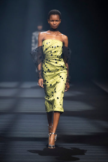 CAMELIA DRESS CITRONELLE BLACK EMBROIDERED TULLE