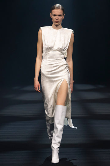 DAFFODIL DRESS WHITE JACQUARD