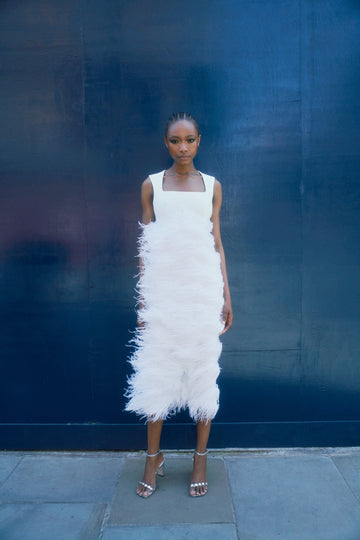 MABEL DRESS WHITE CREPE