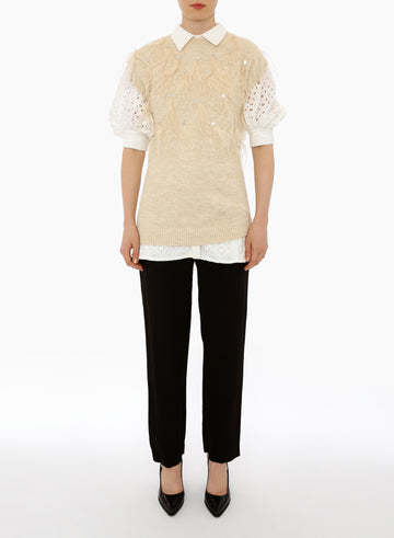 SILVAN VEST ANTIQUE WHITE KNIT